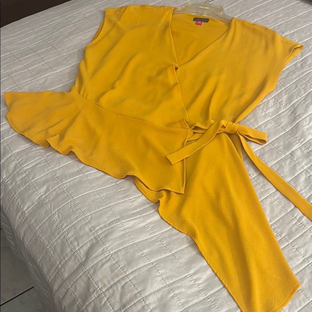 Vince Camuto Yellow Wrap Blouse